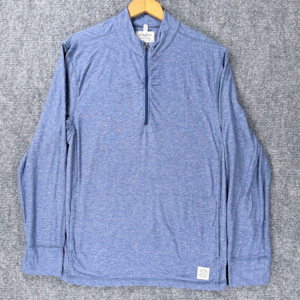 Lucky Brand Grey Label Men's Medium Blue Quarter‎ Zip Softest Knitwear Pullover